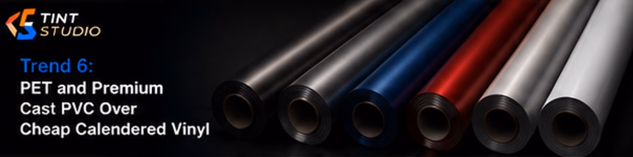 PET and premium cast PVC over cheap calendered vinyl PET and premium cast PVC over cheap calendered vinyl
